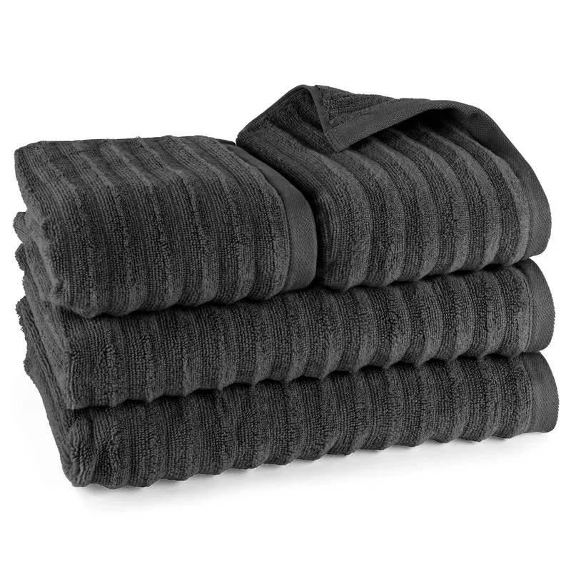 Handtuch Sets "Waves" - Schwarz - 2x50x100 + 2x70x140 cm