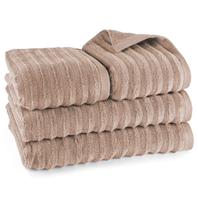 Handtuch Sets "Waves" - Hellbraun - 2x50x100 + 2x70x140 cm