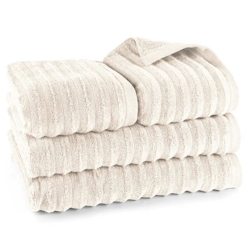 Handtuch Sets "Waves" - Creme - 2x50x100 + 2x70x140 cm