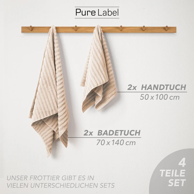 Handtuch Sets "Waves" - Beige - 2x50x100 + 2x70x140 cm