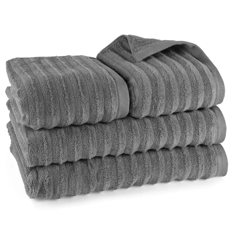 Handtuch Sets "Waves" - Anthrazit - 2x50x100 + 2x70x140 cm