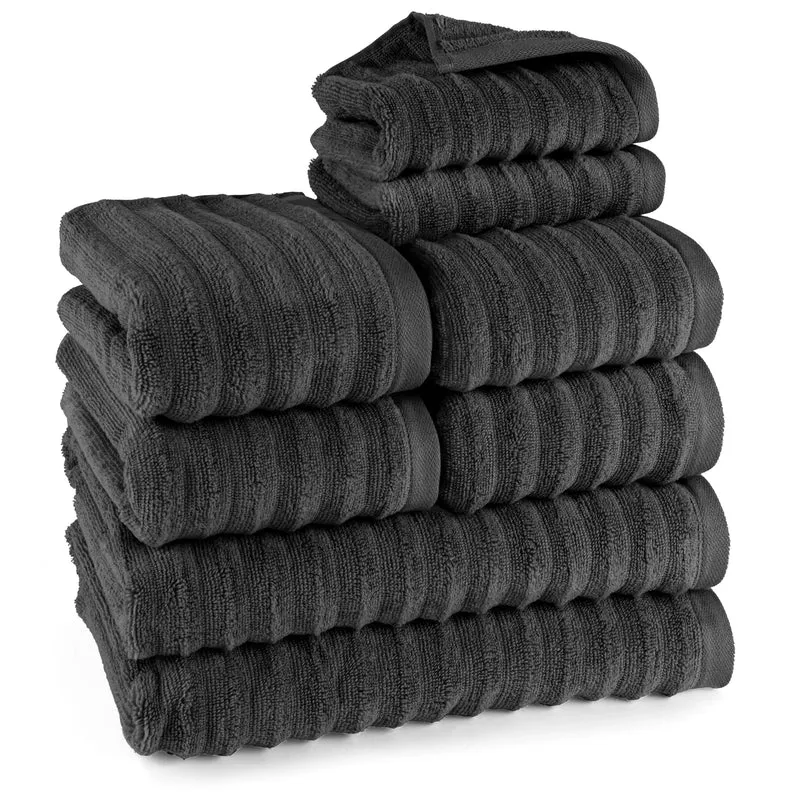 Handtuch Sets "Waves" - Schwarz - 2x30x50 + 4x50x100 + 2x70x140 cm