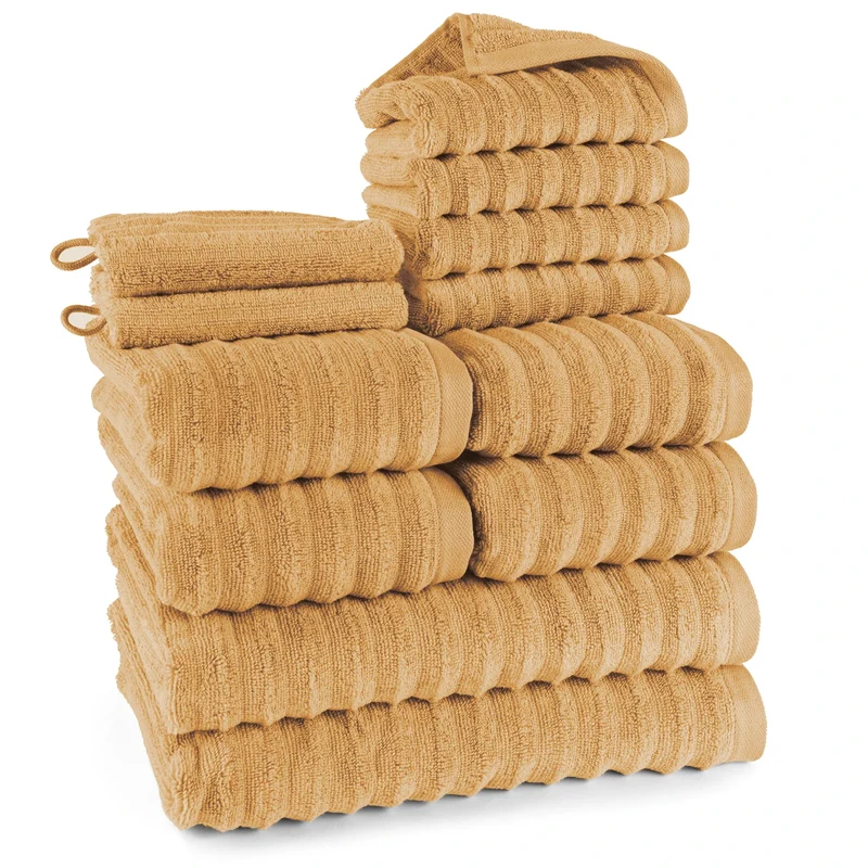 Handtuch Sets "Waves" - Safran - 2x16x21 + 4x30x50 + 4x50x100 + 2x70x140 cm
