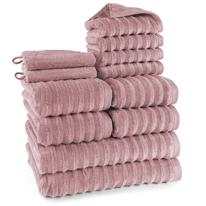 Handtuch Sets "Waves" - Mauve - 2x16x21 + 4x30x50 + 4x50x100 + 2x70x140 cm