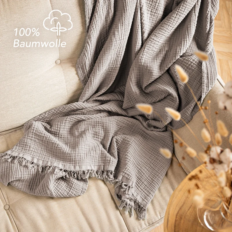 Musselin Decke - Taupe - 150x200cm