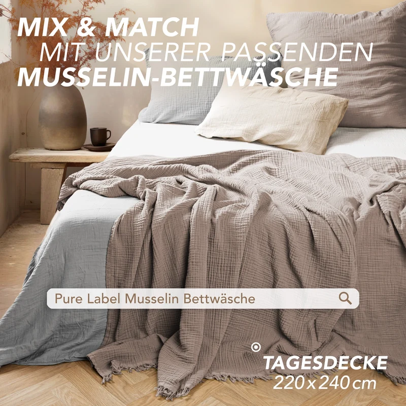 Musselin Decke - Taupe - 150x200cm