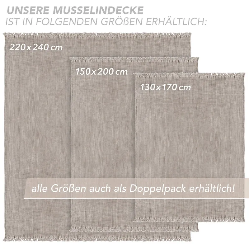 Musselin Decke - Taupe - 150x200cm