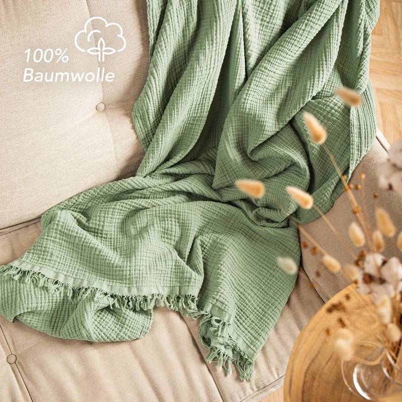 Musselin Decke - Grün - 2x220x240cm