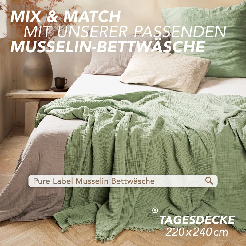 Musselin Decke - Grün - 2x220x240cm