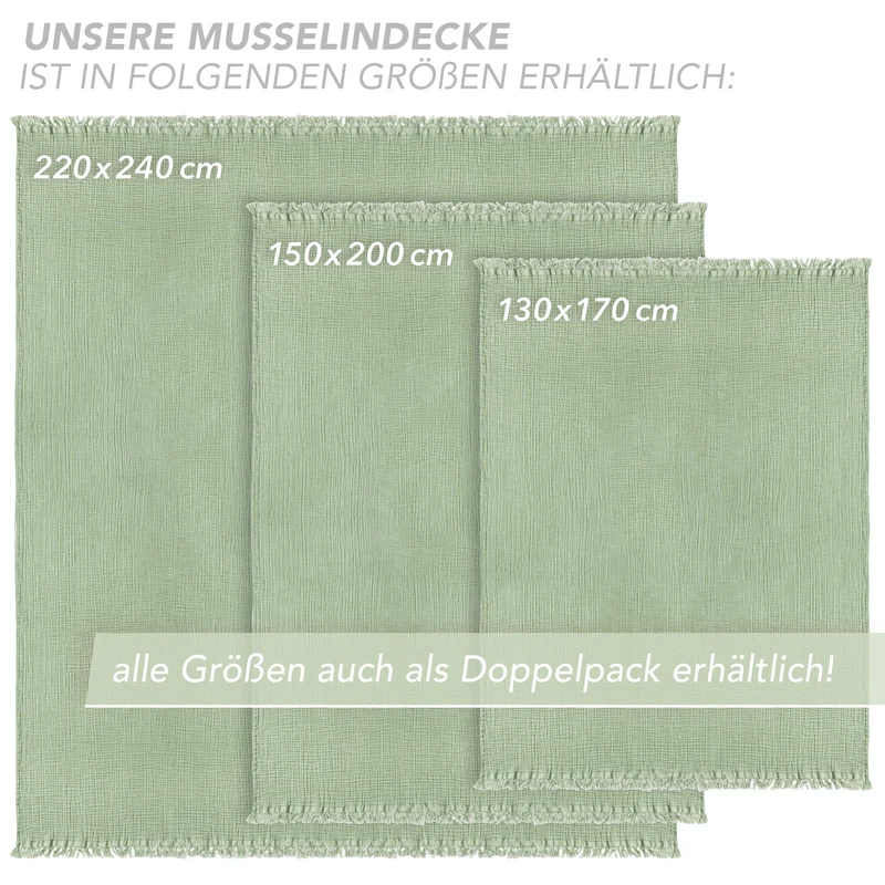 Musselin Decke - Grün - 2x220x240cm
