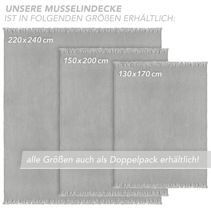Musselin Decke - Grau - 130x170cm