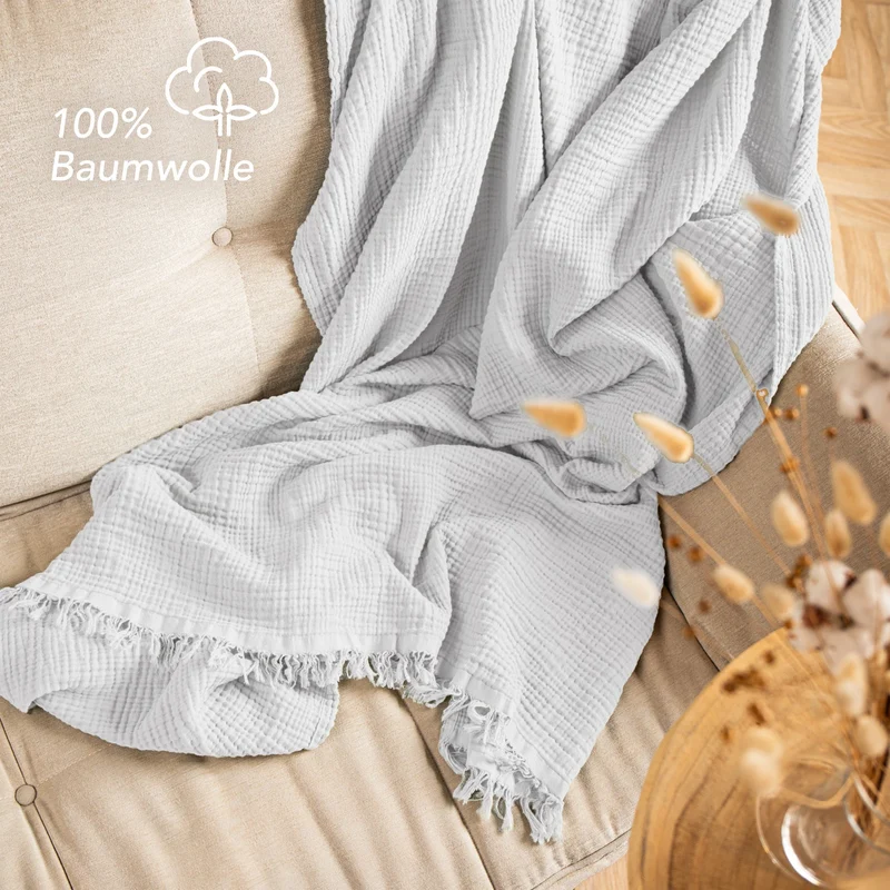 Musselin Decke - Weiß - 2x220x240cm