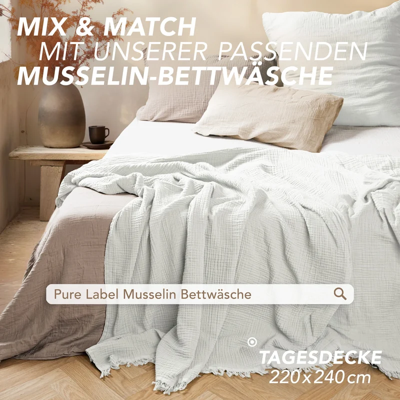 Musselin Decke - Weiß - 2x220x240cm