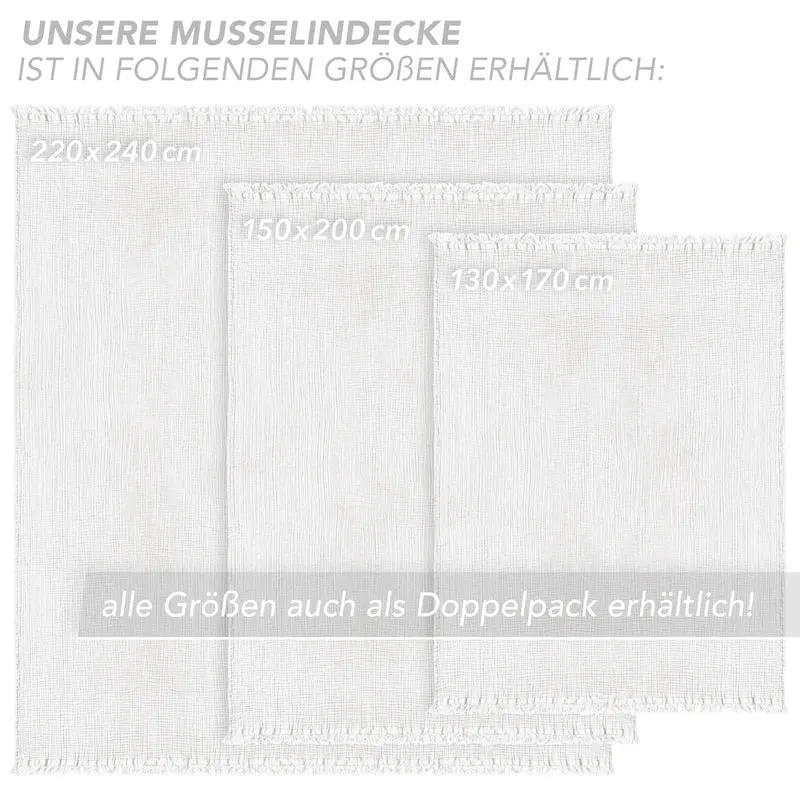 Musselin Decke - Weiß - 2x220x240cm