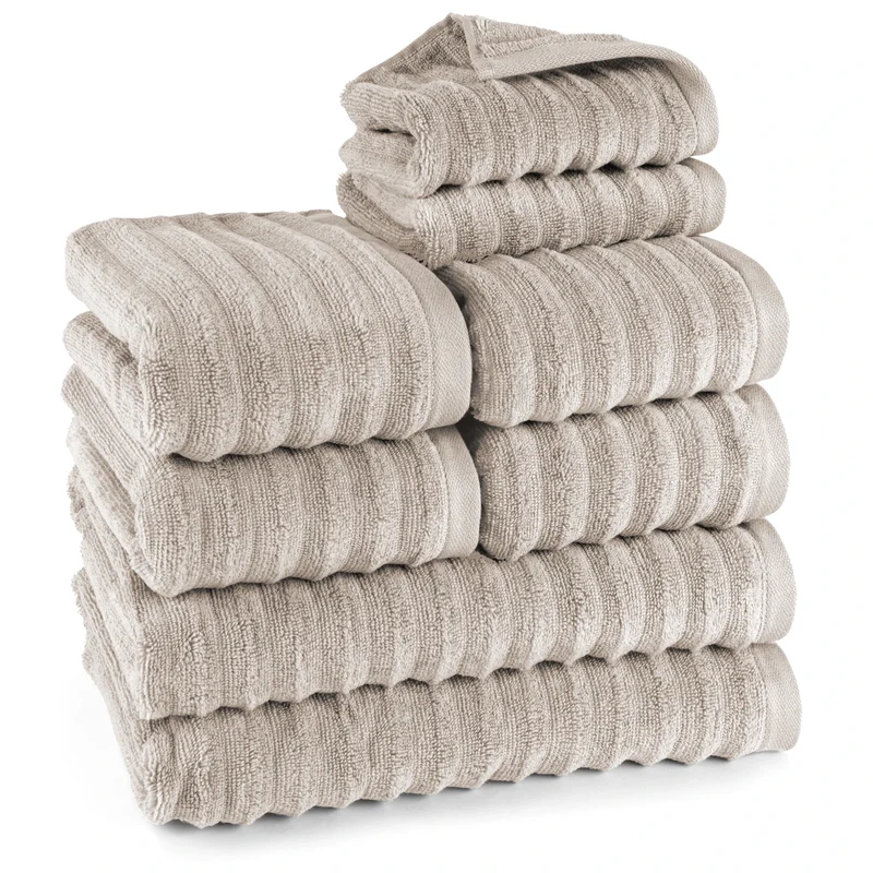 Handtuch Sets "Waves" - Taupe - 2x30x50 + 4x50x100 + 2x70x140 cm