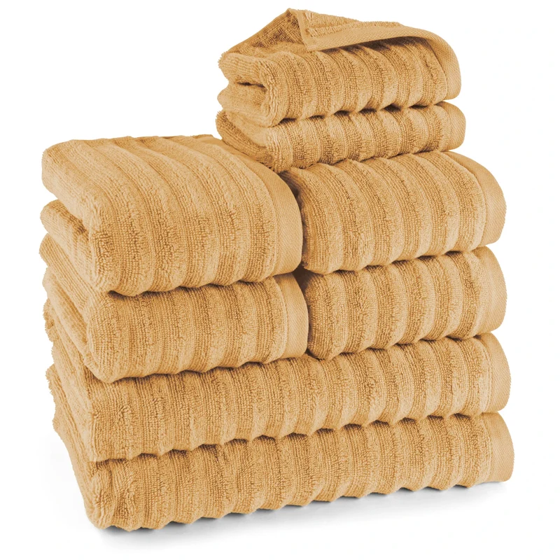 Handtuch Sets "Waves" - Safran - 2x30x50 + 4x50x100 + 2x70x140 cm