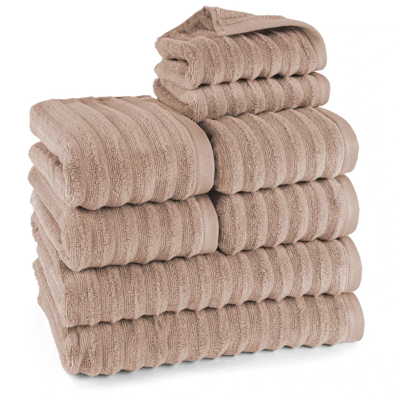 Handtuch Sets "Waves" - Hellbraun - 2x30x50 + 4x50x100 + 2x70x140 cm