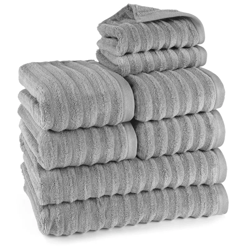 Handtuch Sets "Waves" - Dunkelgrau - 2x30x50 + 4x50x100 + 2x70x140 cm