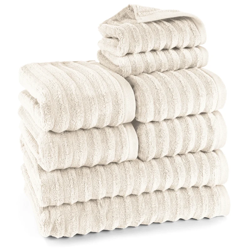 Handtuch Sets "Waves" - Creme - 2x30x50 + 4x50x100 + 2x70x140 cm