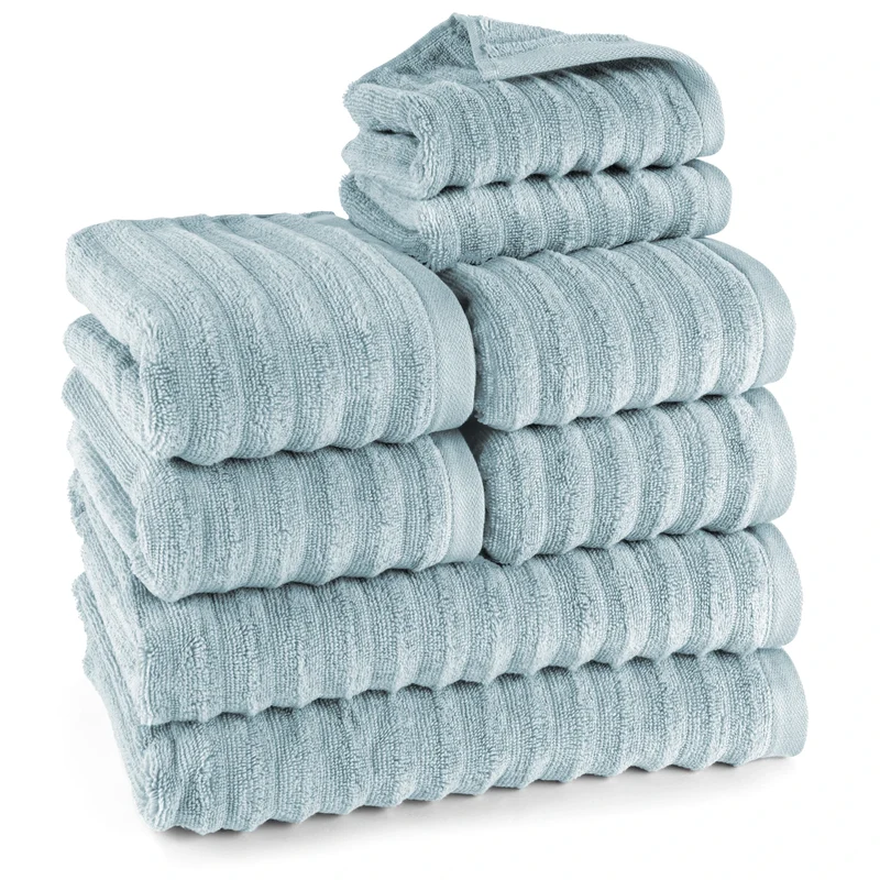 Handtuch Sets "Waves" - Blaugrau - 2x30x50 + 4x50x100 + 2x70x140 cm