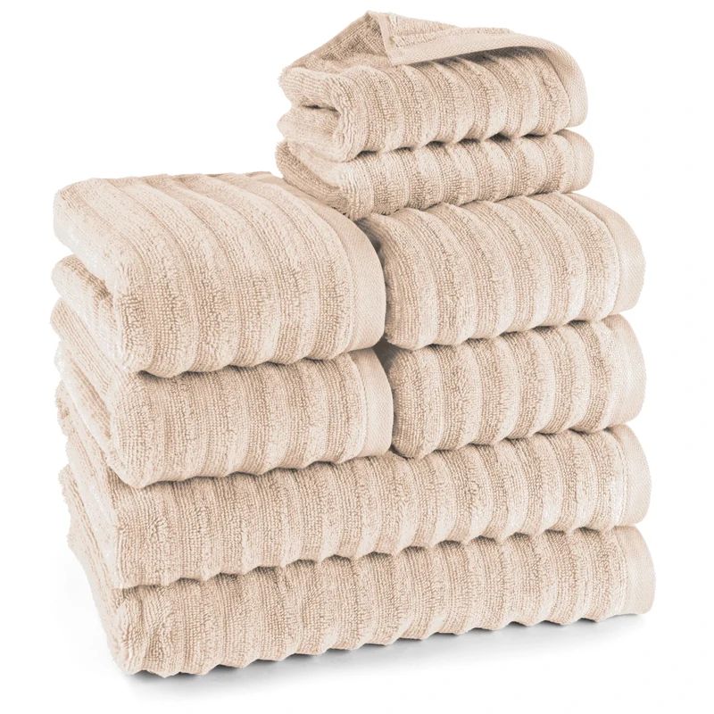 Handtuch Sets "Waves" - Beige - 2x30x50 + 4x50x100 + 2x70x140 cm