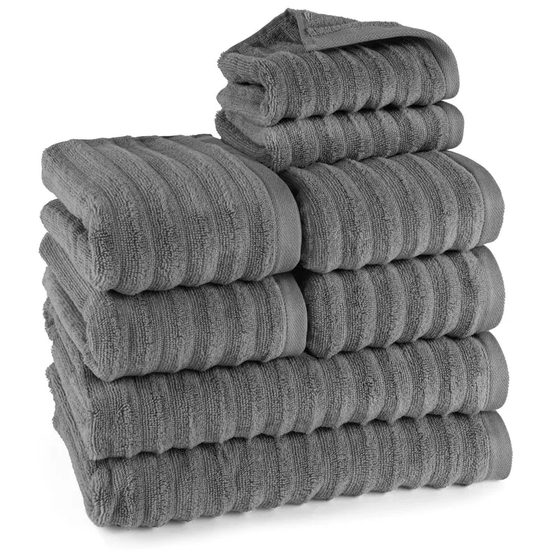 Handtuch Sets "Waves" - Anthrazit - 2x30x50 + 4x50x100 + 2x70x140 cm