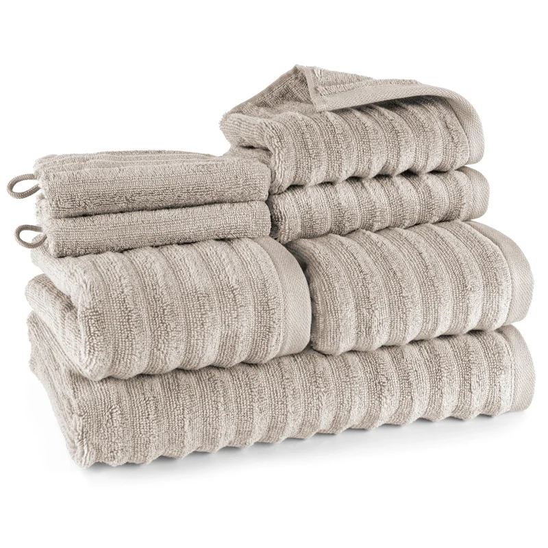Handtuch Sets "Waves" - Taupe - 2x16x21 + 2x30x50 + 2x50x100 + 70x140 cm