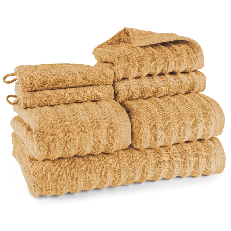 Handtuch Sets "Waves" - Safran - 2x16x21 + 2x30x50 + 2x50x100 + 70x140 cm