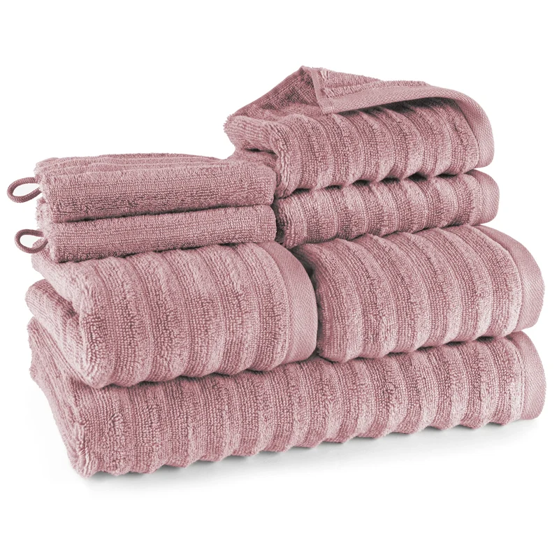 Handtuch Sets "Waves" - Mauve - 2x16x21 + 2x30x50 + 2x50x100 + 70x140 cm