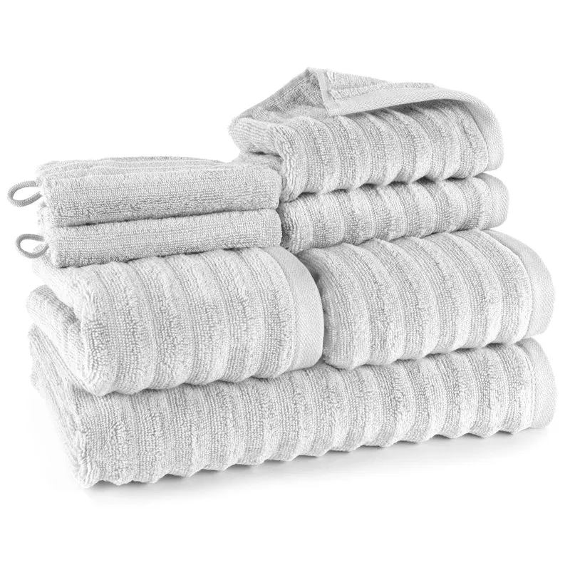 Handtuch Sets "Waves" - Hellgrau - 2x16x21 + 2x30x50 + 2x50x100 + 70x140 cm