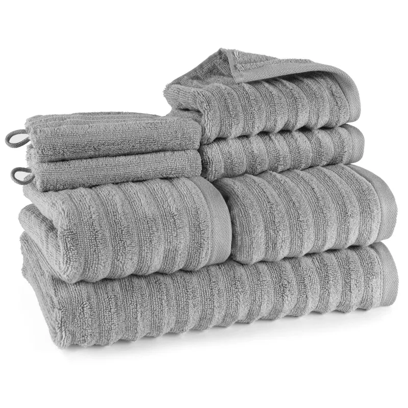 Handtuch Sets "Waves" - Dunkelgrau - 2x16x21 + 2x30x50 + 2x50x100 + 70x140 cm