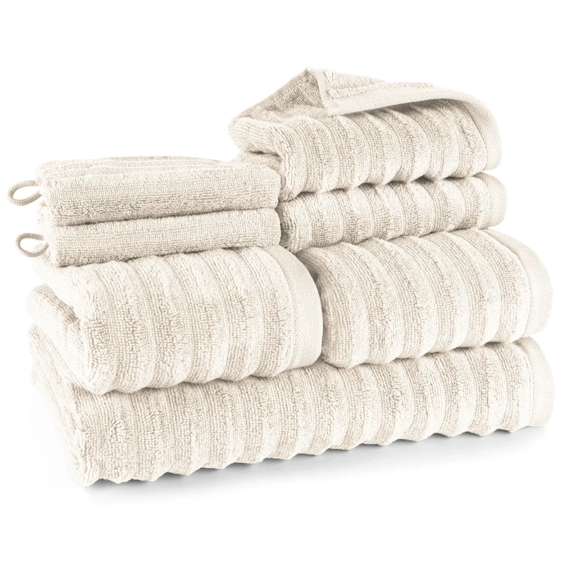 Handtuch Sets "Waves" - Creme - 2x16x21 + 2x30x50 + 2x50x100 + 70x140 cm