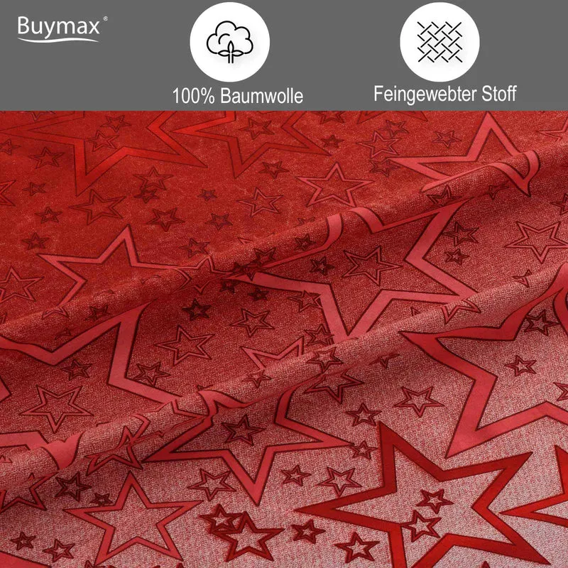 Renforcé Bettwäsche "Miracle Rot", 100% Baumwolle, Sterne, 80x80 Kissenbezug