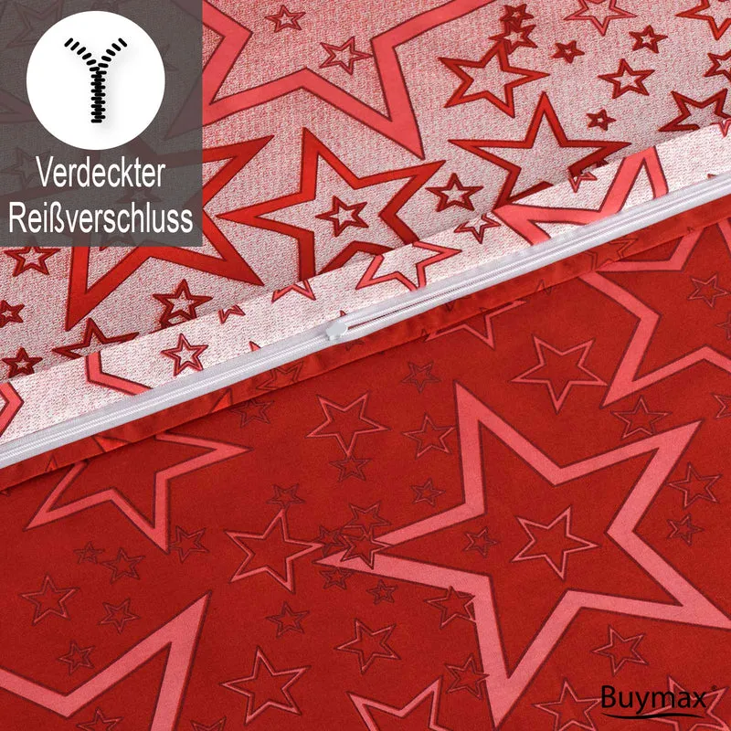 Renforcé Bettwäsche "Miracle Rot", 100% Baumwolle, Sterne, 80x80 Kissenbezug