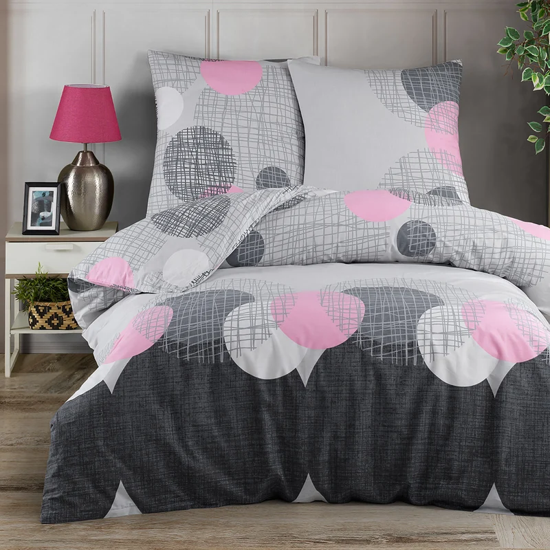 Renforcé Bettwäsche "Jadore Pink", 100% Baumwolle, Reißverschluss, 80x80 cm Kissenbezug