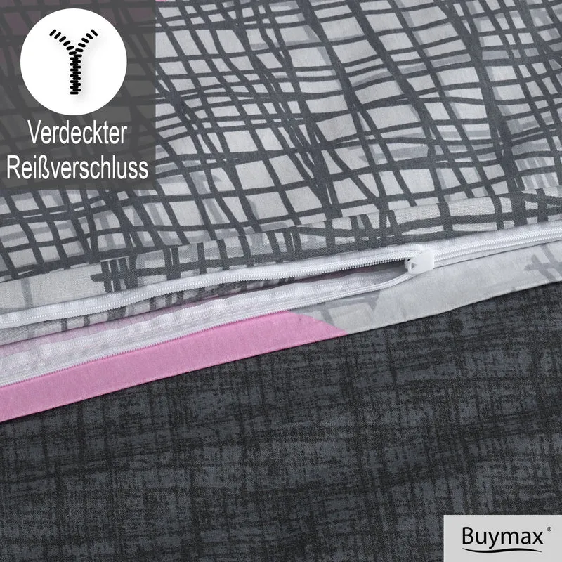 Renforcé Bettwäsche "Jadore Pink", 100% Baumwolle, Reißverschluss, 80x80 cm Kissenbezug