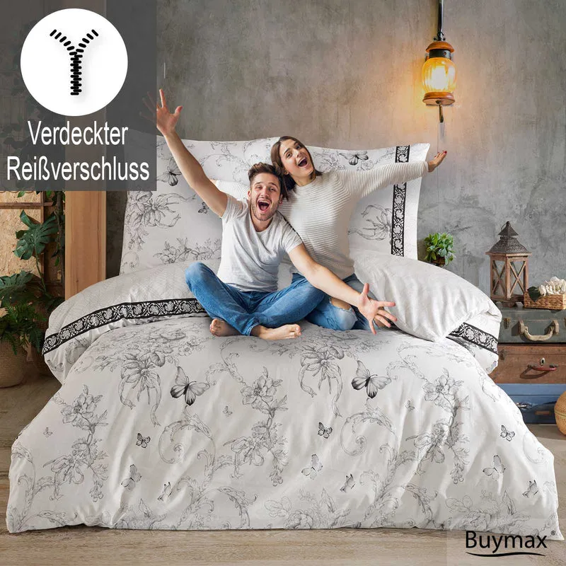 Renforcé Bettwäsche "Alegra", 100% Baumwolle, Reißverschluss, 80x80 cm Kissenbezug