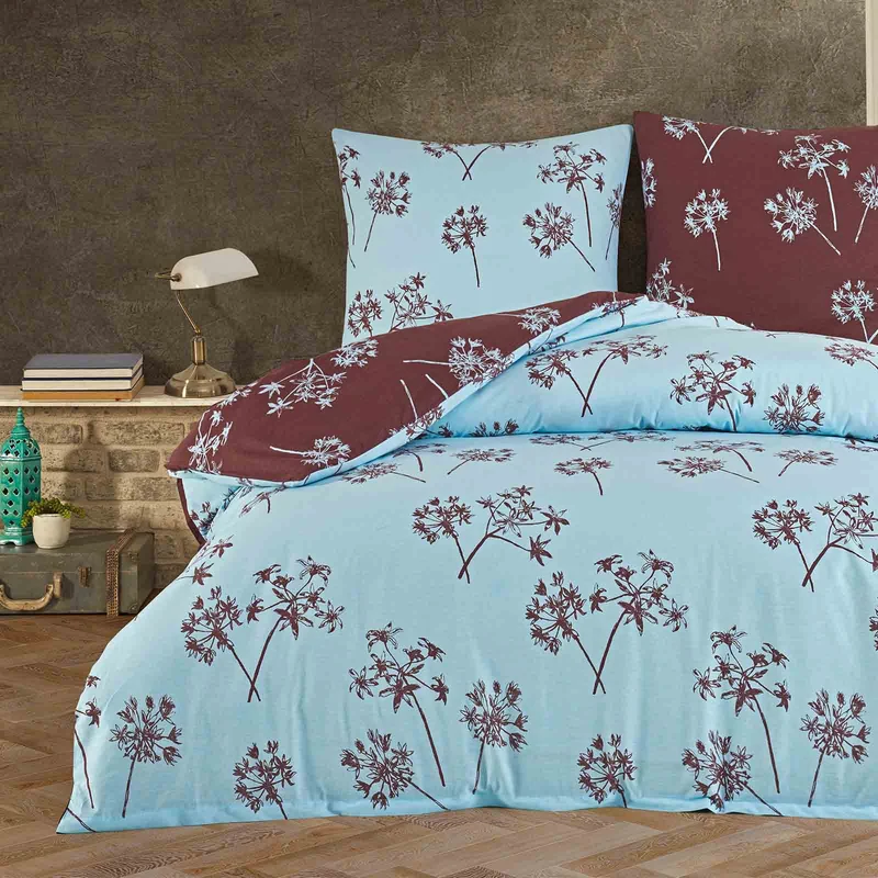 Renforcé Bettwäsche "Idil Blue", 100% Baumwolle, floral, Reißverschluss, 80x80 cm Kissenbezug