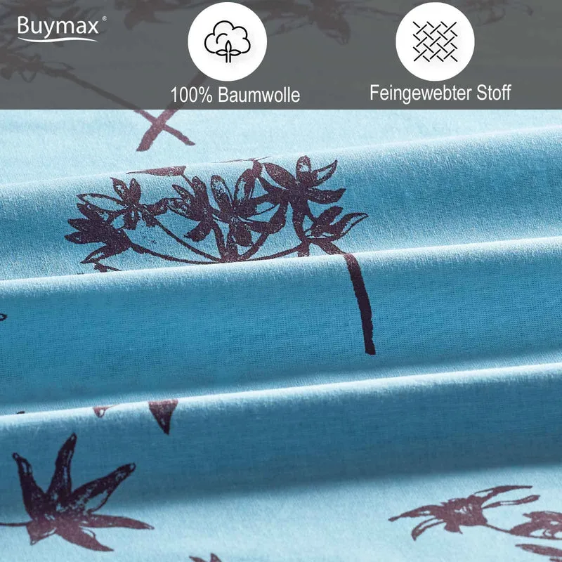 Renforcé Bettwäsche "Idil Blue", 100% Baumwolle, floral, Reißverschluss, 80x80 cm Kissenbezug