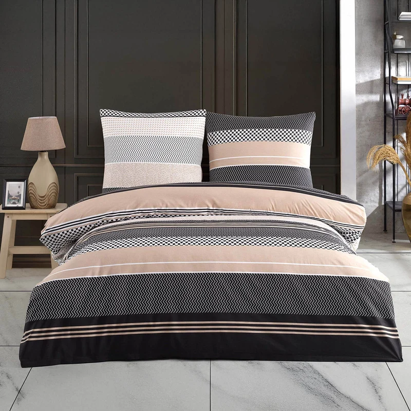 Renforcé Bettwäsche "Zigo Beige", 100% Baumwolle, Reißverschluss, 80x80 cm Kissenbezug