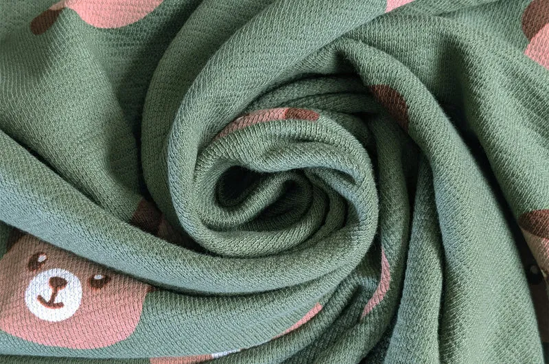 French-Terry Krepp dunkelgrün Bärengesichter *Ab 50cm