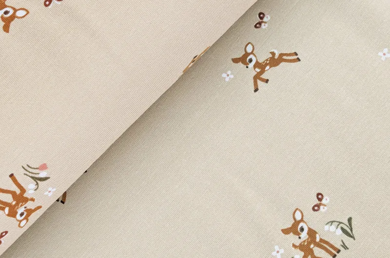Baumwolljersey Rehkitz beige *Ab 50cm