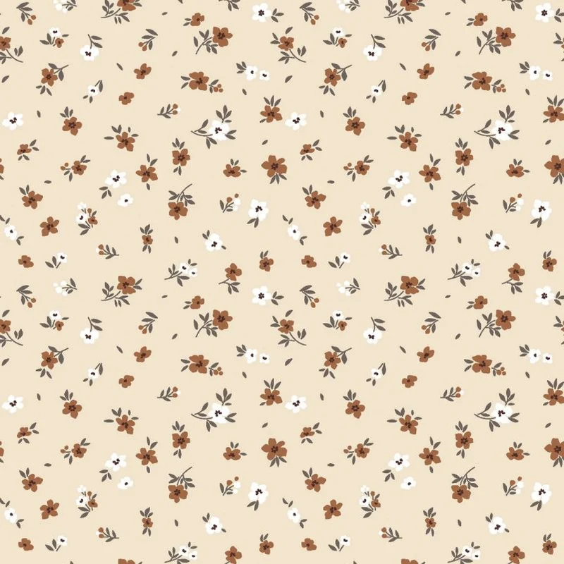 Baumwolljersey Blümchen beige *Ab 50cm