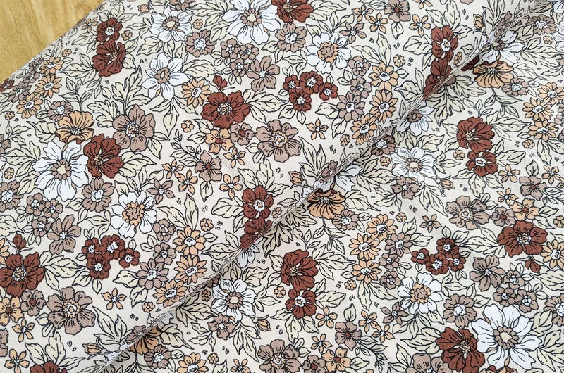 Baumwolljersey Blumen beige *Ab 50cm