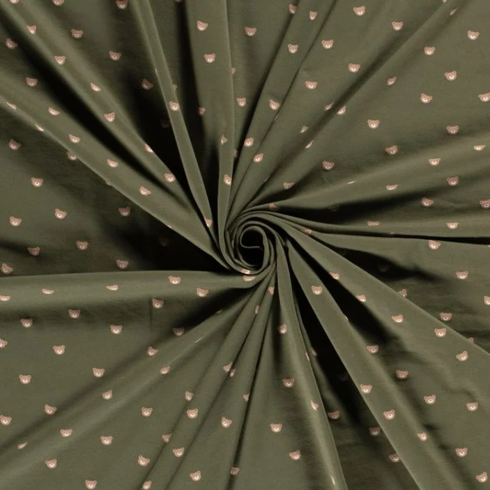 Baumwolljersey Bärchen khaki *Ab 50cm
