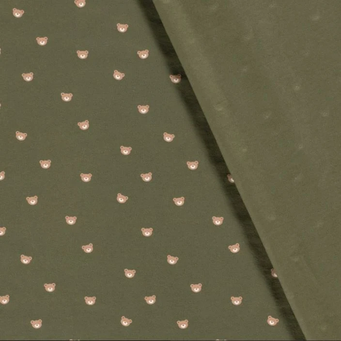 Baumwolljersey Bärchen khaki *Ab 50cm