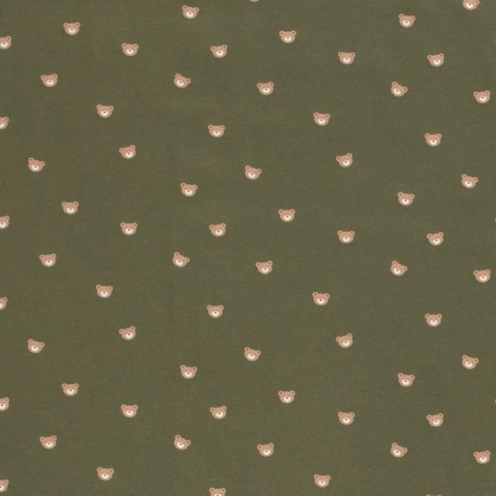 Baumwolljersey Bärchen khaki *Ab 50cm