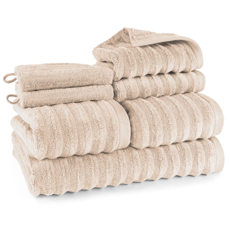 Handtuch Sets "Waves" - Beige - 2x16x21 + 2x30x50 + 2x50x100 + 70x140 cm