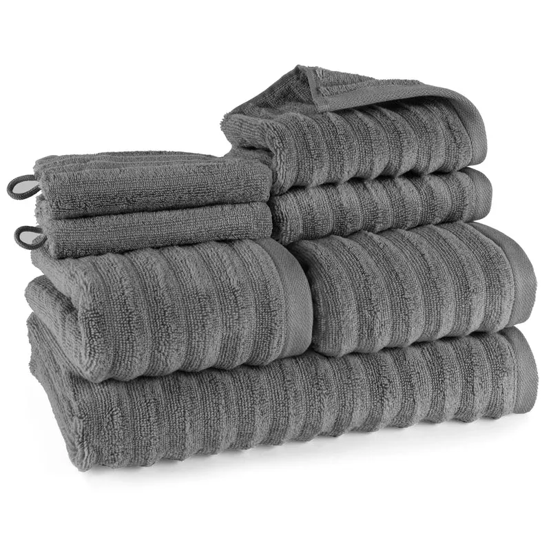Handtuch Sets "Waves" - Anthrazit - 2x16x21 + 2x30x50 + 2x50x100 + 70x140 cm