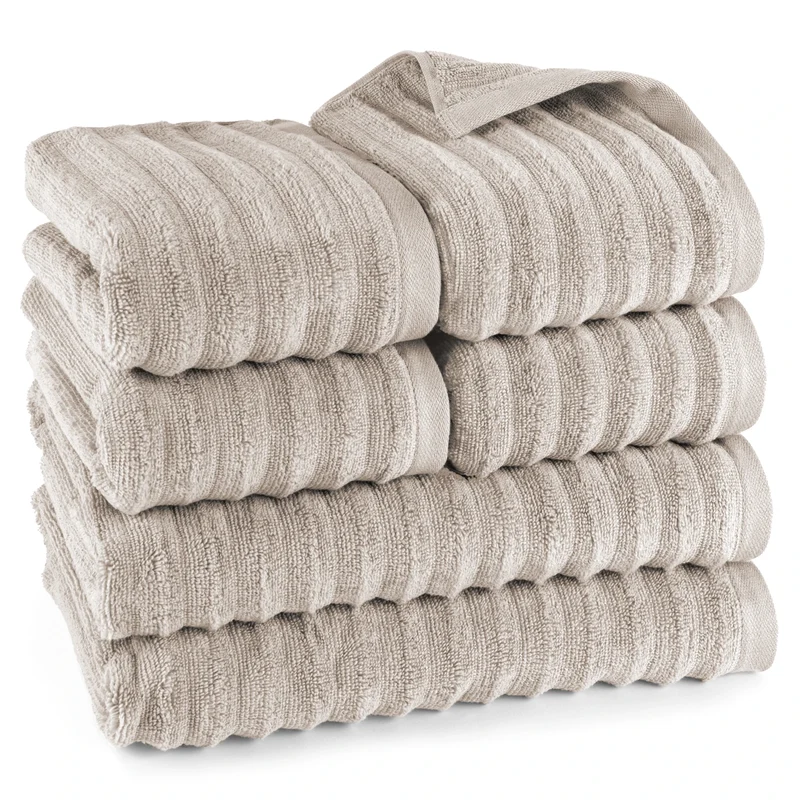 Handtuch Sets "Waves" - Taupe - 4x50x100 + 2x70x140 cm